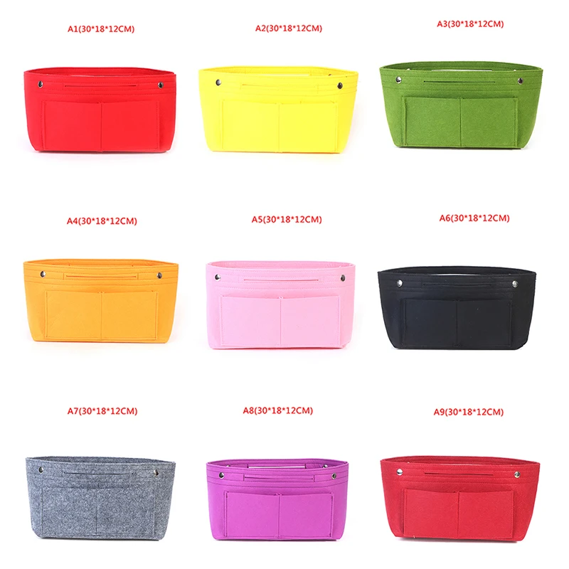 

Useful Bag Handbags Cosmetic Bag Felt Multi Pocket Tote Women Make Up Bags Coin Bags Organizer Bag Purse Insert Bag