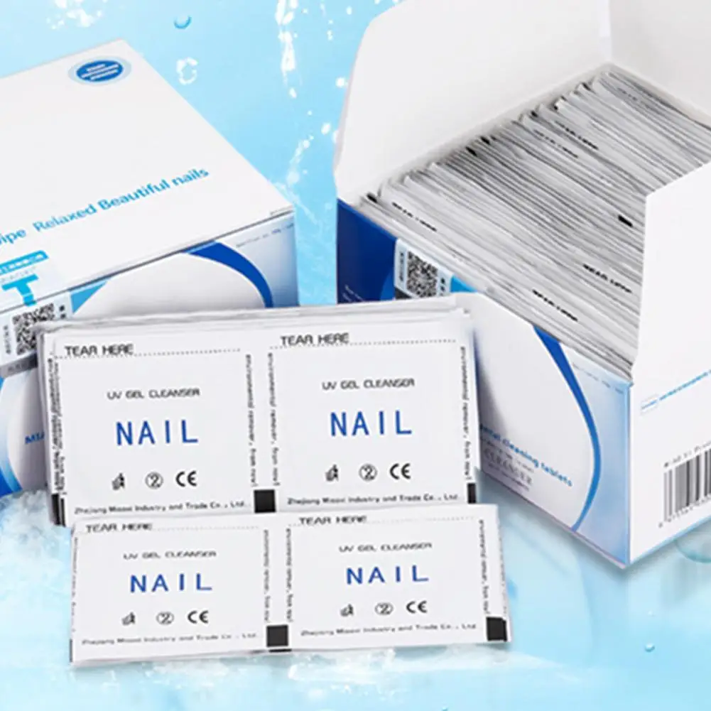 

100Pcs/Box Nail Cleanser Fast Infiltration Residue-Free Fabric Degreaser Nails Gel Remover Wipes Napkins for Manicure