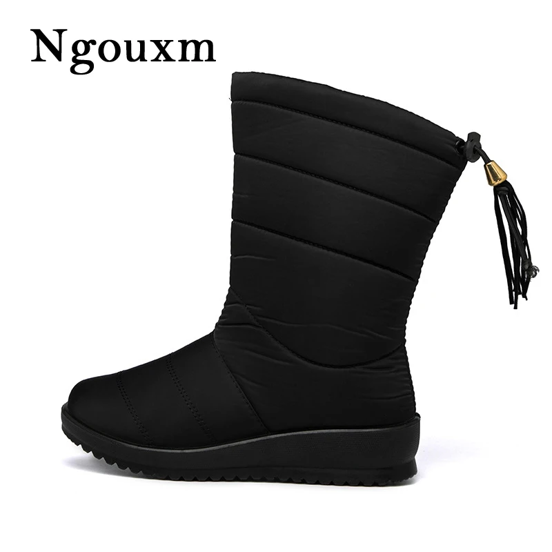 Ngouxm/Водонепроницаемые зимние сапоги Женская обувь Сапоги до середины икры