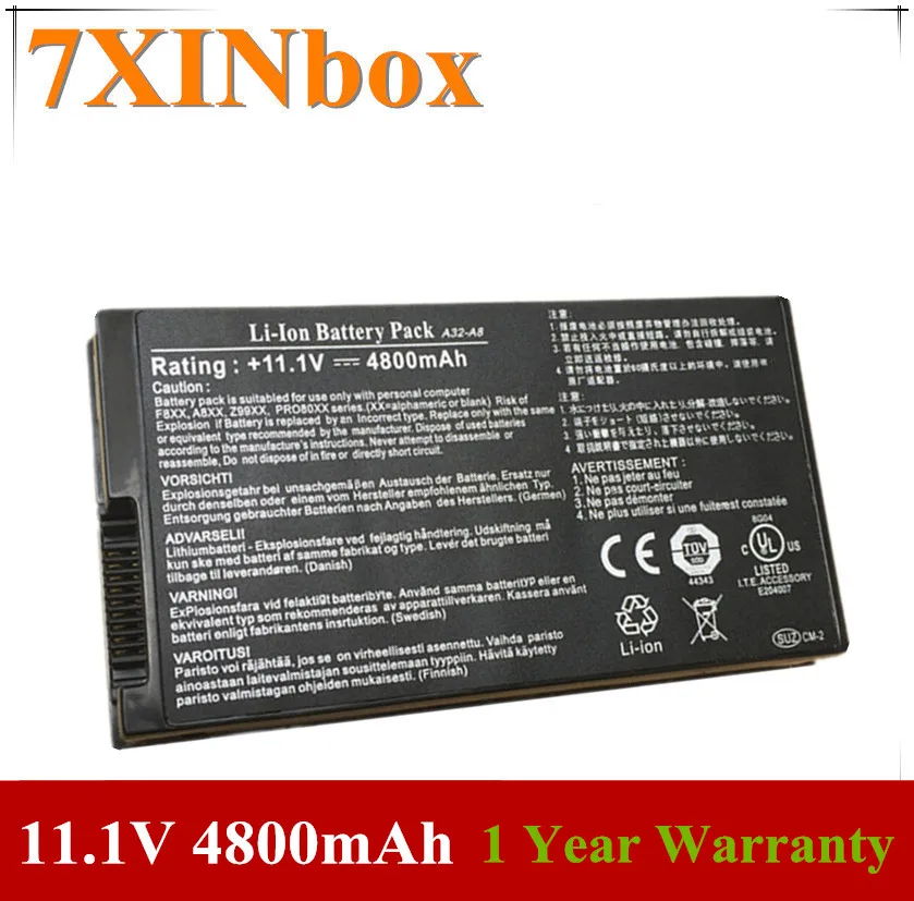 Аккумулятор 7XINbox 11,1 В, 4800 мАч, для ASUS A8G A8 A8A A8M A8F A8J A8JC A8JA A8JM A8000 X81S Z99 F8SV F8V X80L