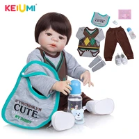 keiumi 23 inch reborn boy alive doll full body silicone 57 cm realistic newborn babies doll for childrens day xmas gifts