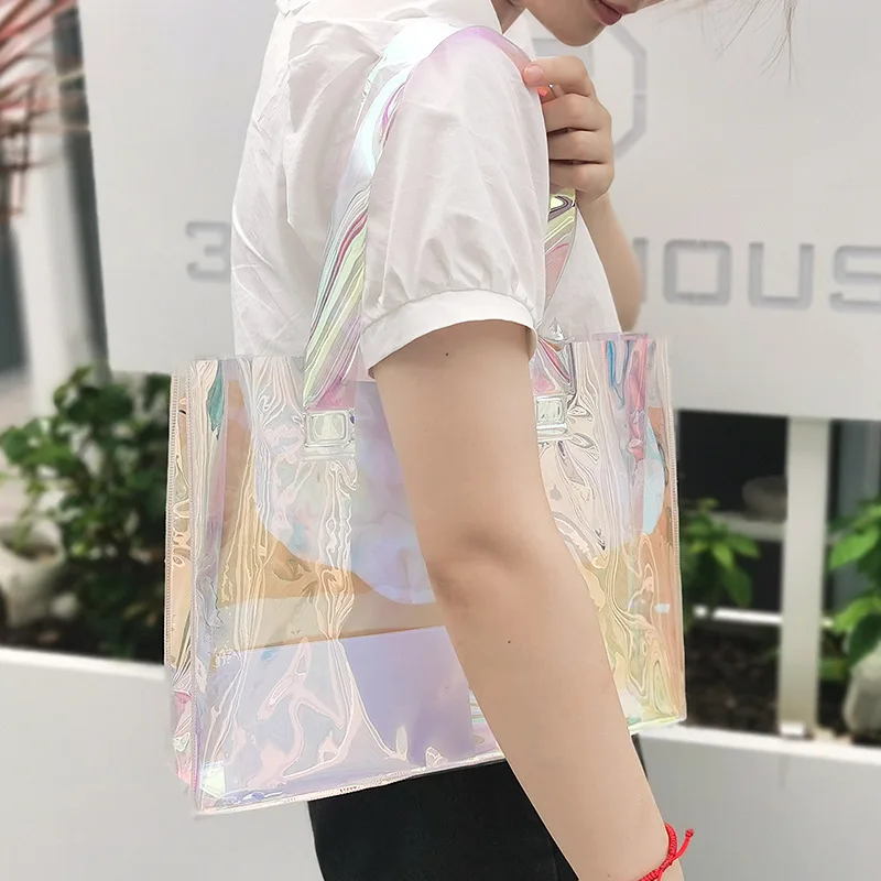 

Fashion Laser Bag Customized PVC Handbag Small And Big Activities Gifts Dazzle Color Mid-range High-end Package Shopping