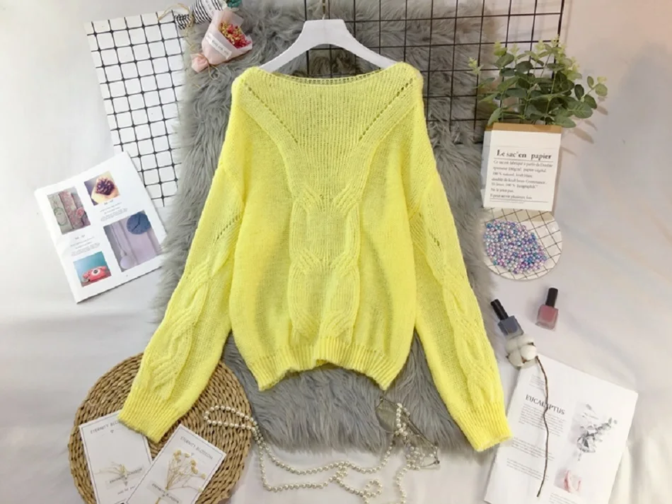 Genayooa Loose Autumn Knitting Sweater Pullovers Women Long Sleeve Ladies Sexy Jumpers Soft Hollow Out Sweater Woman Winter