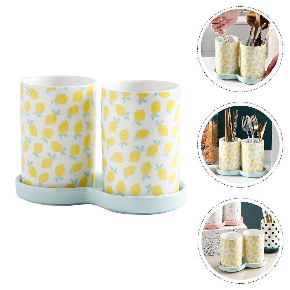 

1Pc Stylish Chopsticks Box Household Ceramic Practical Drain Cutlery Rack