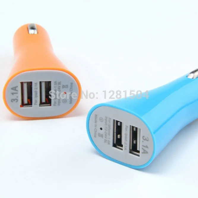 Оптовая продажа-двойной порт рог USB Автомобильное зарядное устройство адаптер 3.1A