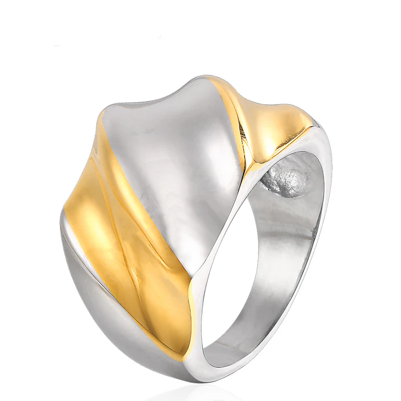 RIR простое модное геометрическое кольцо из нержавеющей стали с золотым двойным