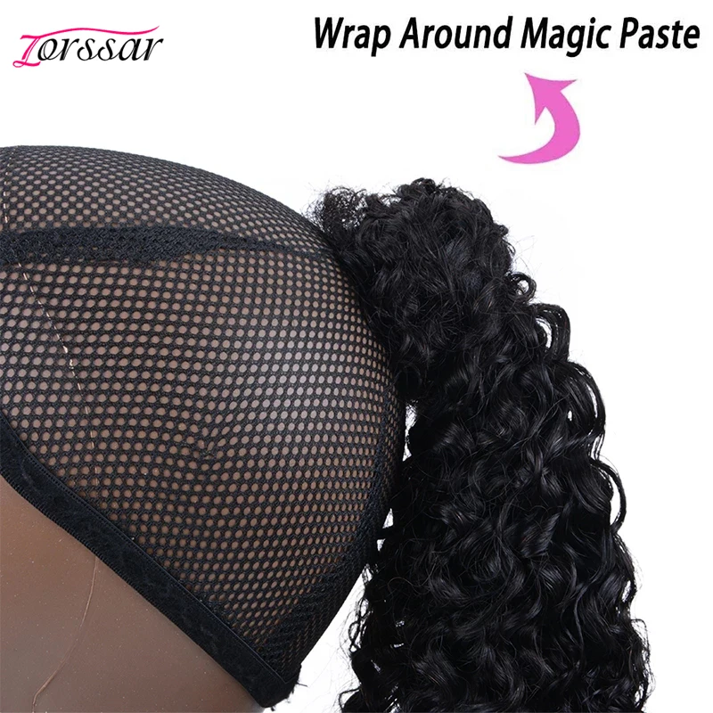 Zorssar 26 Inch Human Hair Wrap Around Ponytail Extensions Long Natural Color Curly Drawstring | Шиньоны и парики