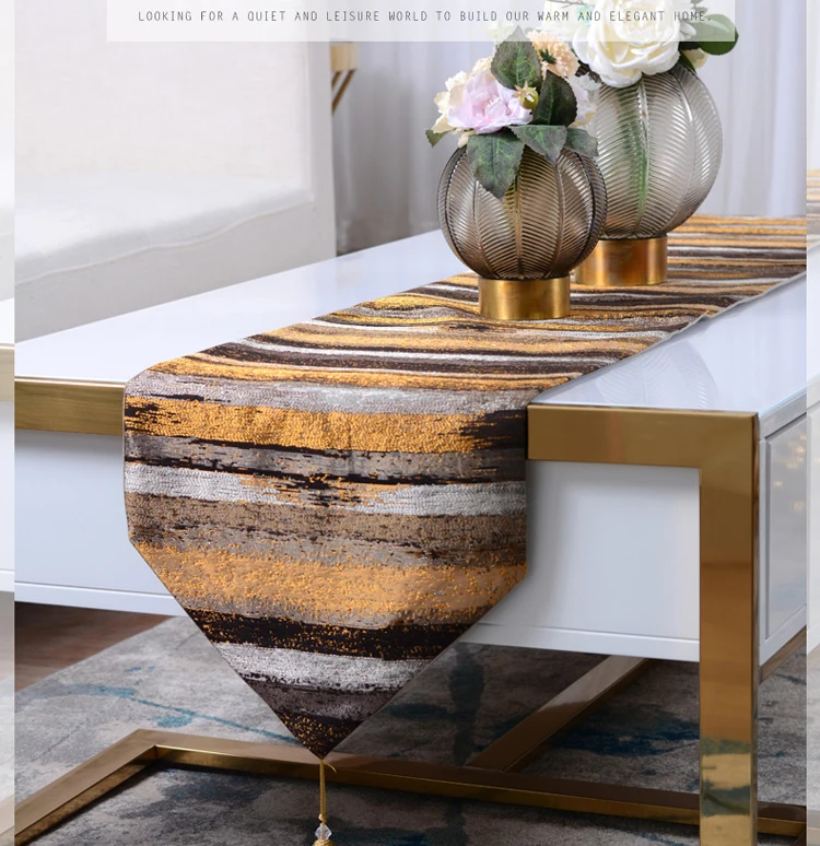 Роскошный стильный золотой и серый полосатый современный простой настольный