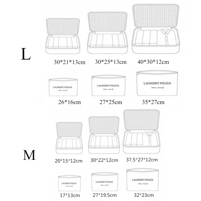 Дорожный набор из 6 сумок для хранения одежды органайзер аккуратный шкаф сумка