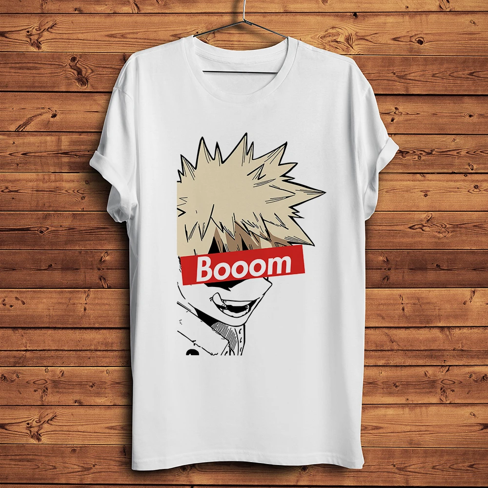 

Bakugou Katsuki Funny Anime t shirt Men Homme New White Short Sleeve Casual Tshirt Unisex My Hero Academia Manga Streetwear Tee