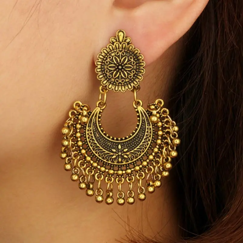 Женские серьги с металлической кисточкой Jhumka индийские этнические болливудские