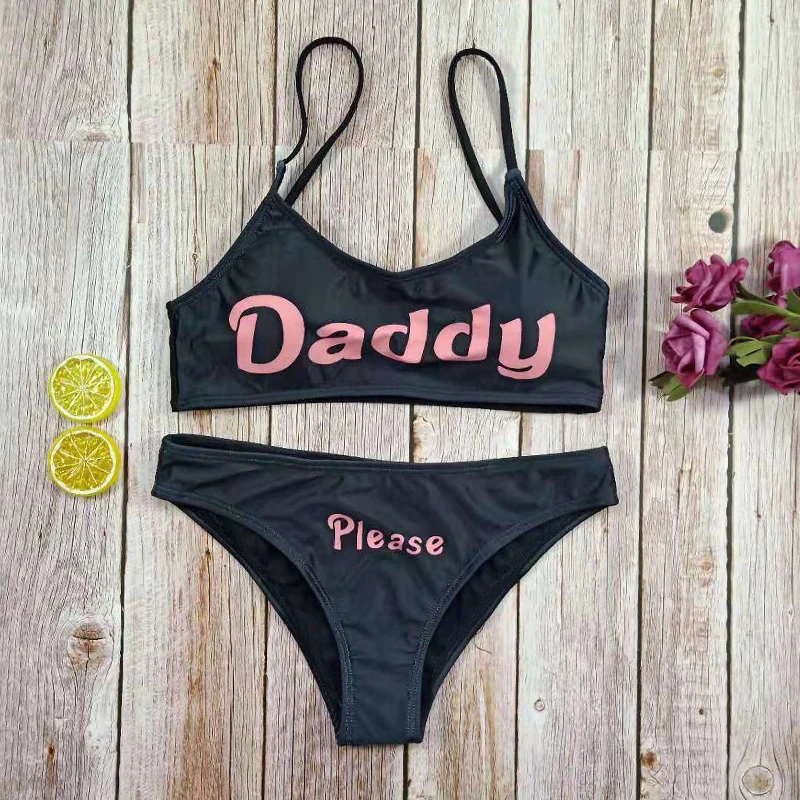 

Caze kyts 2020 women's swimsuit letter printed split Bikini Fashion Sexy Bikini essential for seaside play new