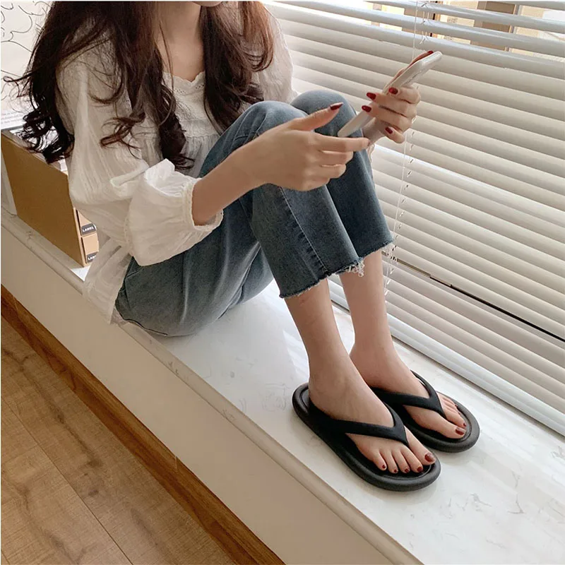 

Thick Bottom Platform Wedges Sea Flip-Flop Thong Sandals Summer Shoes Soft Bathroom Slippers Slides Outdoor Indoor Shoes Women