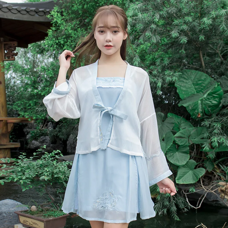 

skirt with shoulder-straps daily hanfu BeiZi condole belt skirt suit restoring ancient ways elements of han girls dress