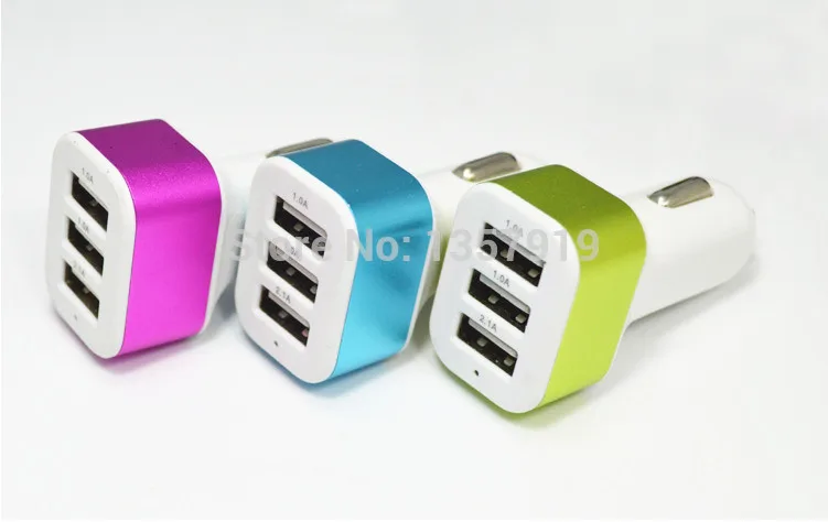 100 шт. * Универсальный Micro Mini 3 USB порт 3.1A автомобильное зарядное устройство DC 12 В