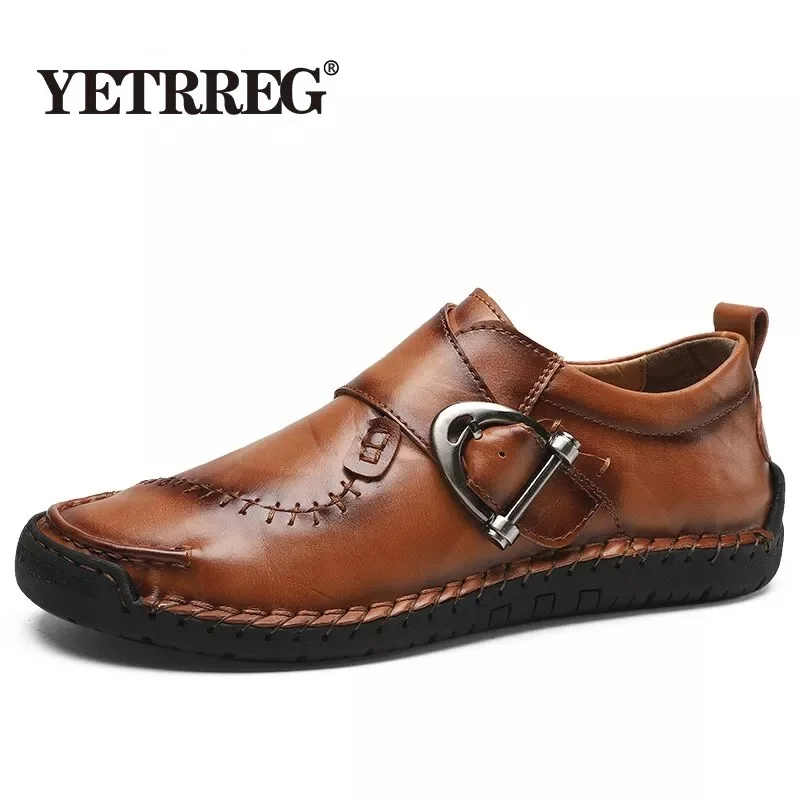 Новые мужские туфли из спилка высокого качества лоферы ручной работы на