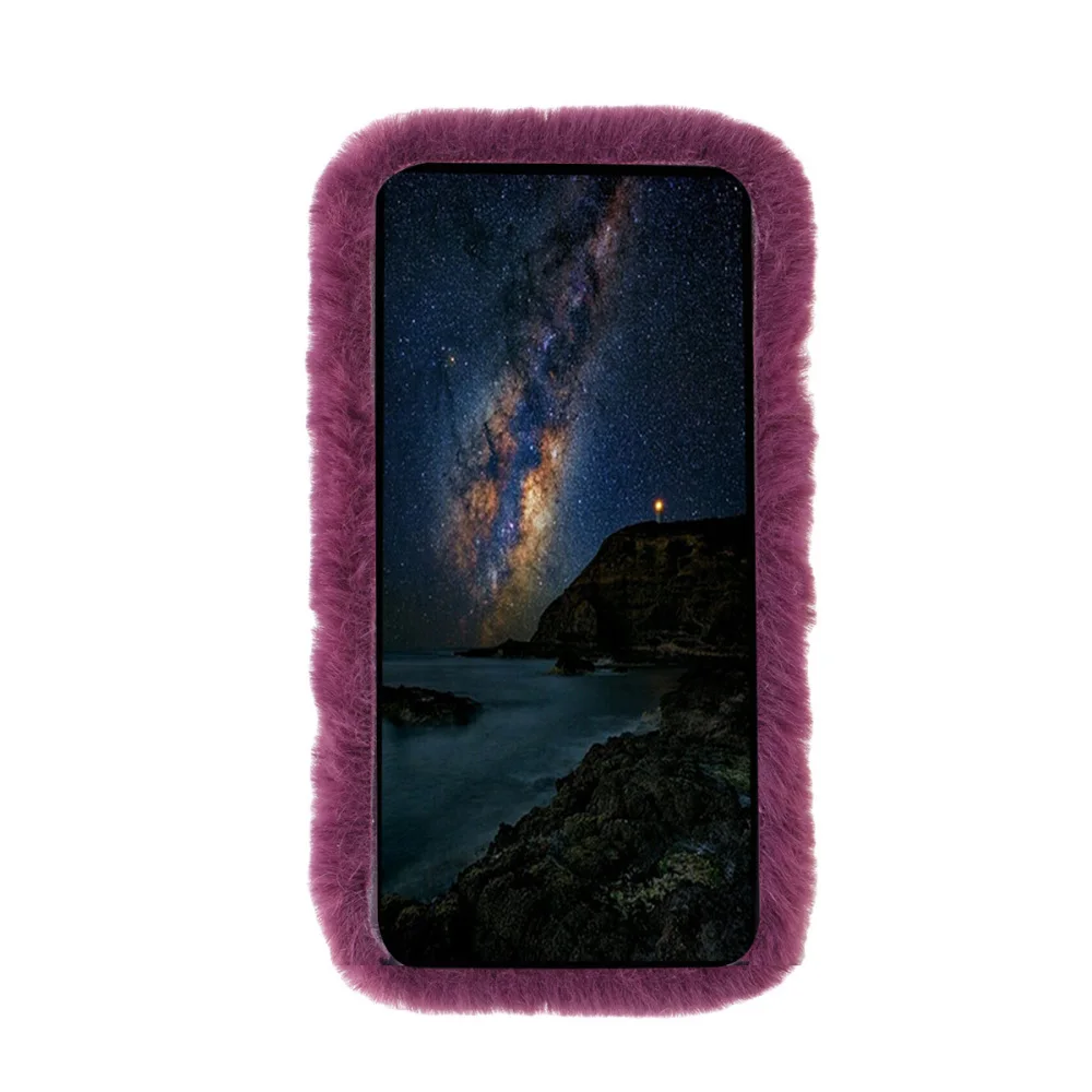 Мягкий плюшевый чехол для телефона милый модный зимний сохраняющий тепло с мехом