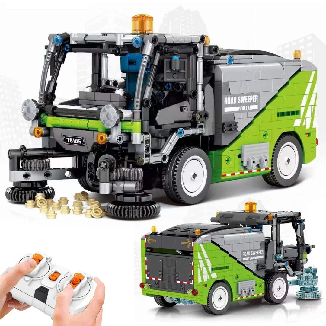 

Technical APP RC City Truck Sweeper Building Blocks Electric Remote Control Vehicle Bricks Boys Toys for Children Gifts