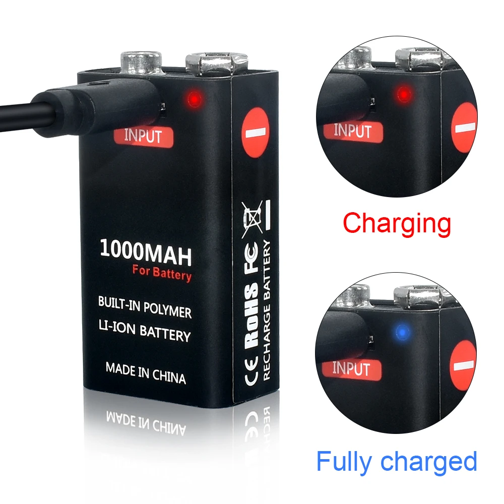 

Литий-ионная аккумуляторная батарея 6F22 9В 1000 мА/ч, батареи Micro USB для мультиметра, микрофона, игрушек, металлоискателя, KTV