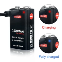 9v 1000mah li ion rechargeable battery micro usb batteries 6f22 9v lithium for multimeter microphone toy metal detector ktv use