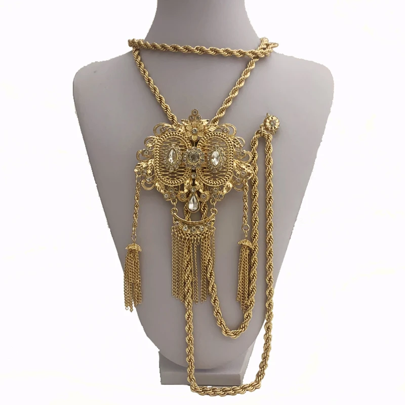 Арабский Золотой хрустальный кулон ажурное ожерелье с двойным лицом Подвеска