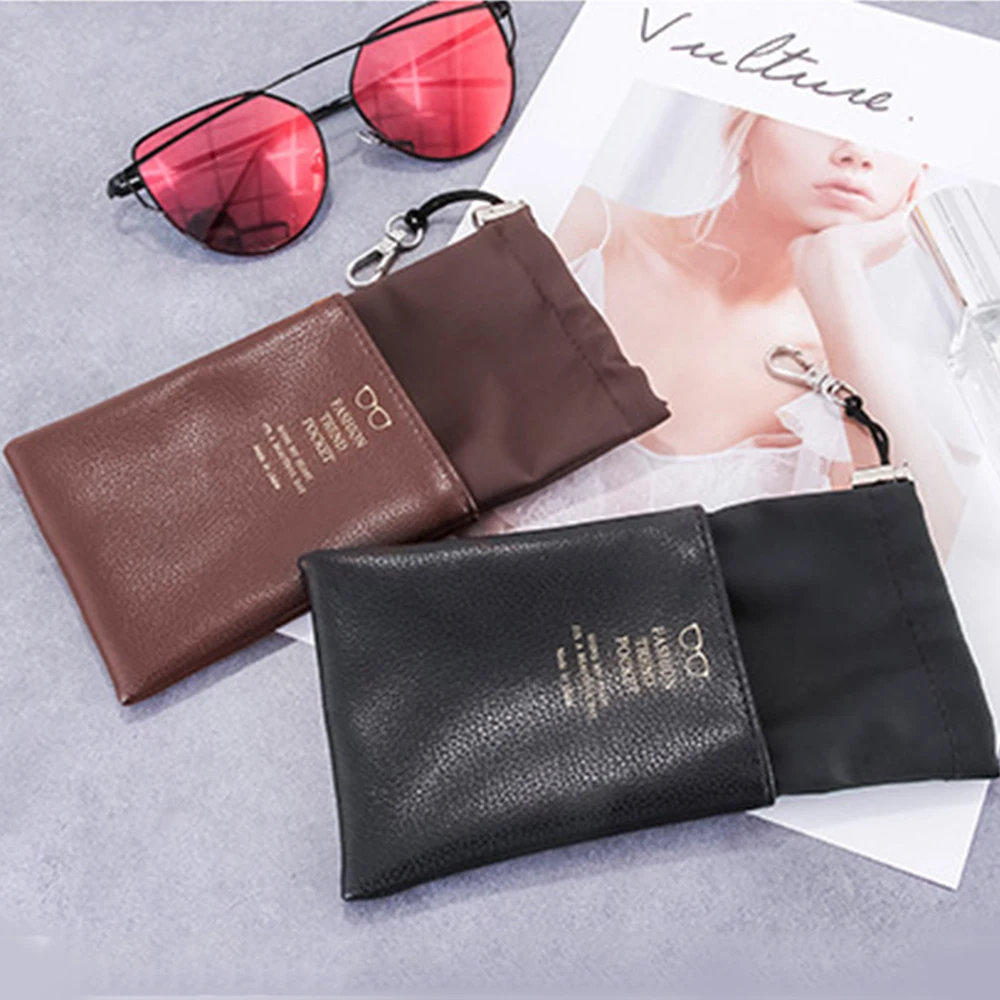 1 шт. Портативный мягкий кожаный чехол для очков носить солнцезащитные очки сумка