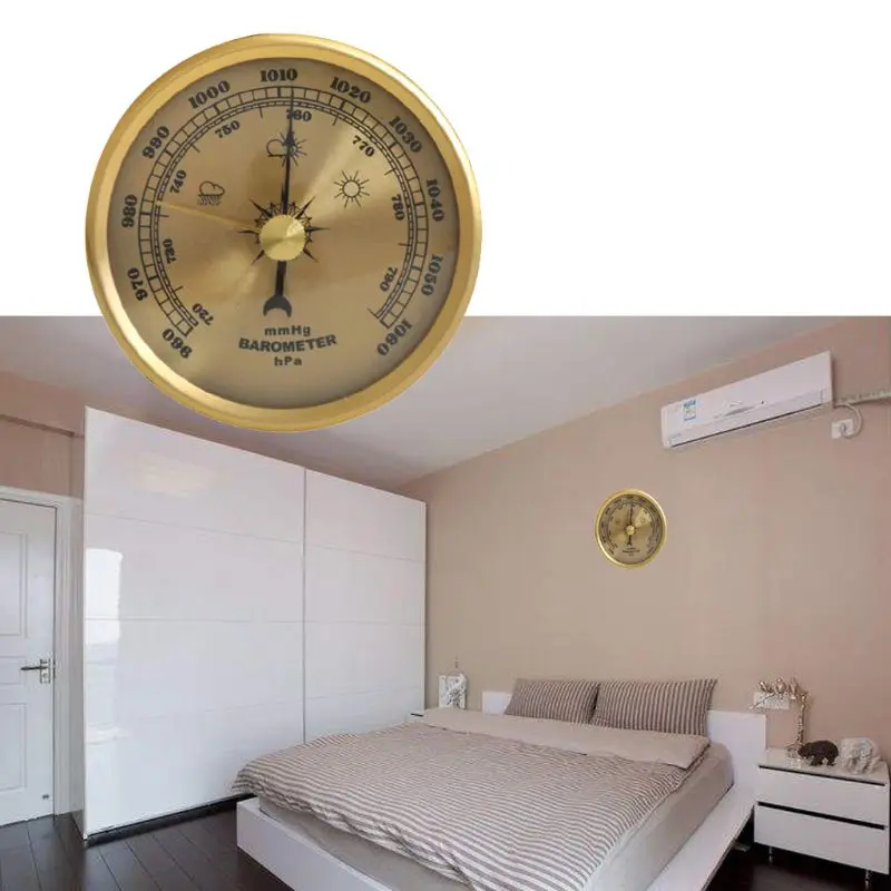 

Household Barometer Pressure Gauge Weather Station Metal Wall Hanging Atmospheric Multifunction Thermometer Hygrometer Indoor