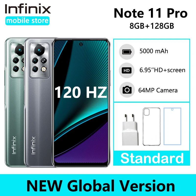 Infinix Note 11 Pro 8GB 128GB 6.95'' Display Smartphone Helio G96 120Hz Refresh Rate 64MP Camera 33W Super Charge 5000 Battery
