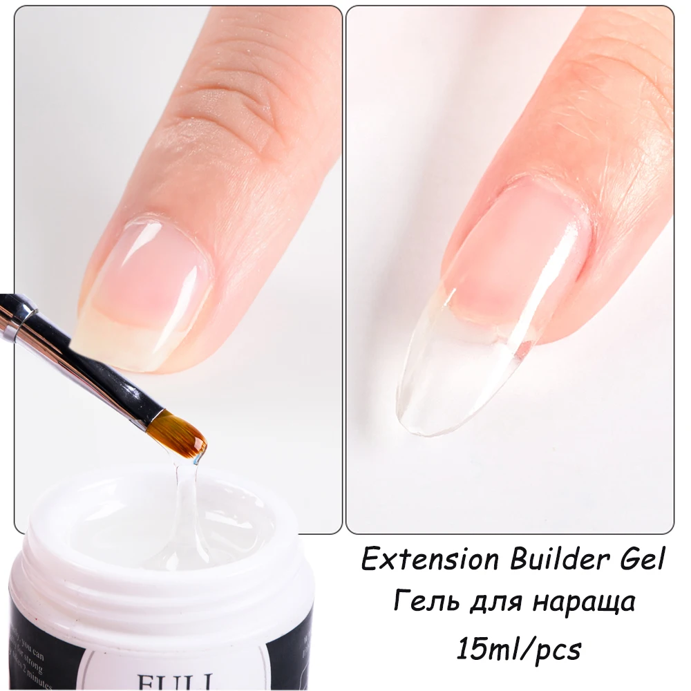 15 мл гель для наращивания ногтей полигель нюдовый розовый белый прозрачный УФ