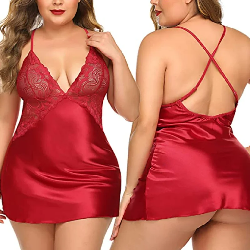 Женское Эротическое нижнее белье 2XL ночная рубашка с V-образным вырезом и