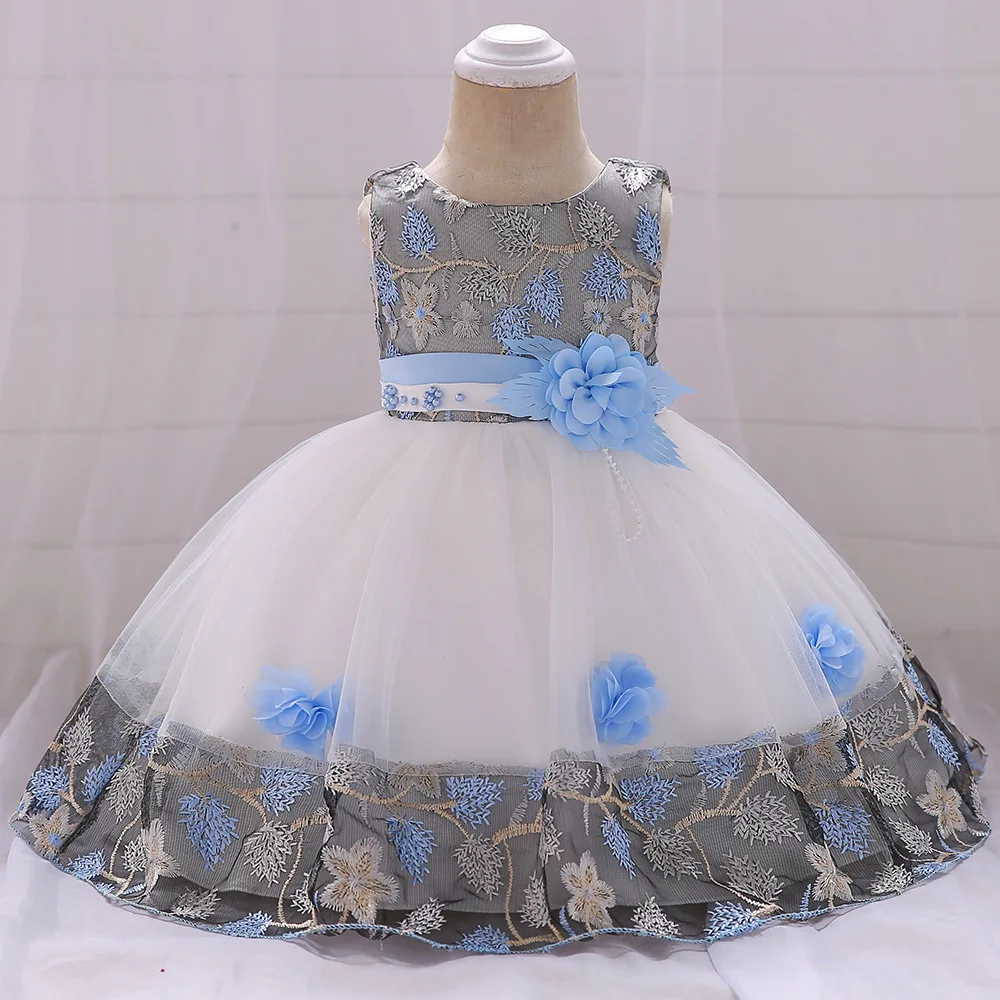 

Baby Girls Birthday Princess Dress Children Embroidered Flower Dresses Lace Girl Party Wear Floral Fancy Infant Baby Clothes