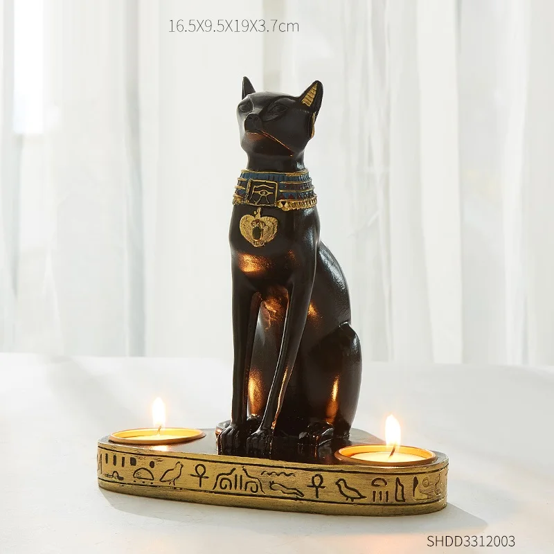 Американский Ретро египетский кот Подсвечник Статуя изделия из смолы литые