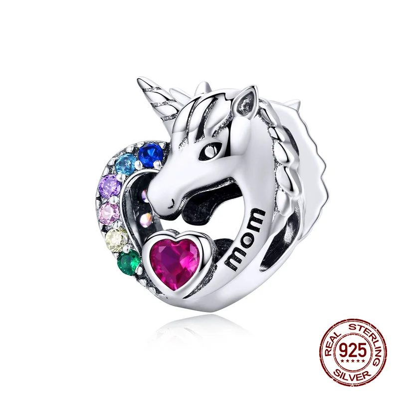 Красочные циркониевые бусины womak в виде единорога подвеска из серебра 925 пробы