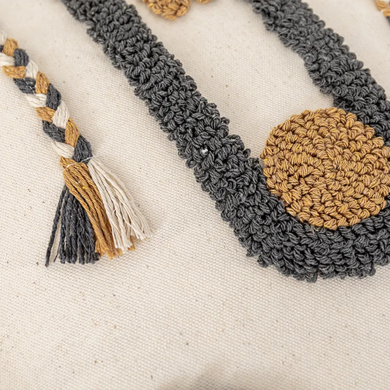 

Brown Grey Geometric Embroidery Cushion Cover Tassels Home Decor Pillow Cover 45x45cm /30x5cm Sofa PillowCase Pillow Sham