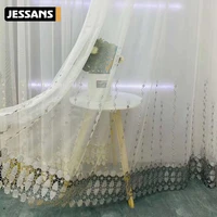 pastoral gray embroidery diamond stripetulle curtains for living room white lace loving heart bottom sheer bedroom window drapes