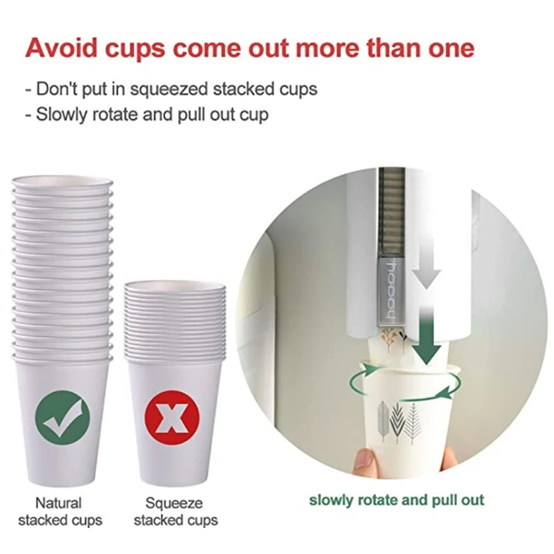 

Cup Dispenser, Pull Type Water Cooler Cup Holder Self Adhesive Wall Mounted, Fit 4Oz - 7Oz Disposable Cone