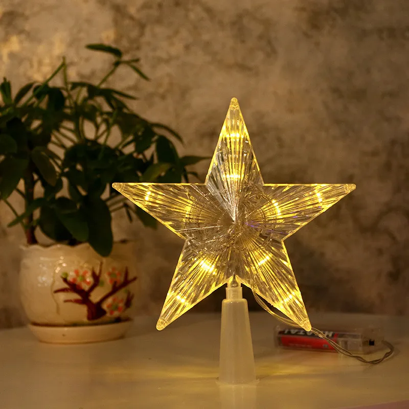 

Рождественское украшение для дома, пятиконечная звезда, топ рождественской елки, сказочные светодиодные огни, гирлянды для комнаты, нового...