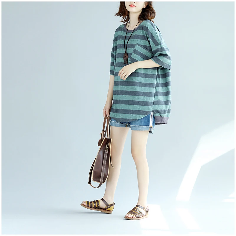 Женская футболка с круглым вырезом свободного покроя рукавом-фонариком | одежда