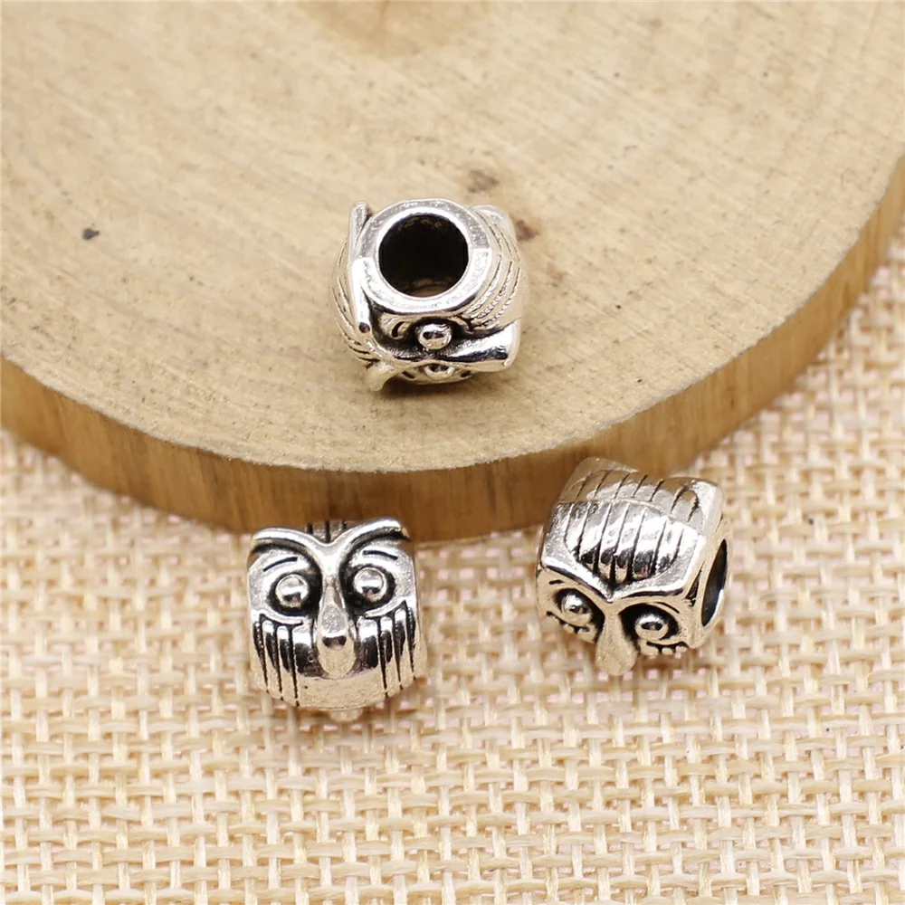 Бесплатная доставка 25 шт 9x9x10 мм антикварные серебряные Сова большие бусины Подвески diy ретро ювелирные изделия подходят серьги брелок для волос карта кулон