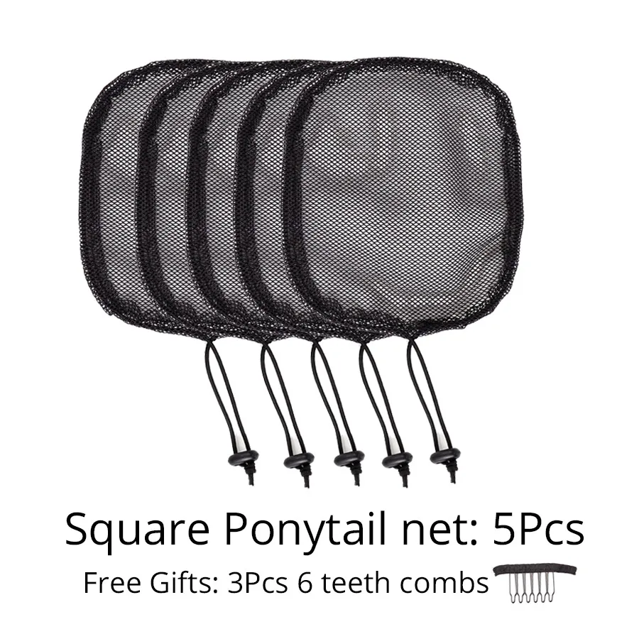 Square style5pcs 5 шт./партия, черный цвет, Высококачественная сеть для волос, для изготовления конского хвоста и афро-пучка волос, парик, шапки, сетки для волос, цена - Цвет: Square style5pcs
