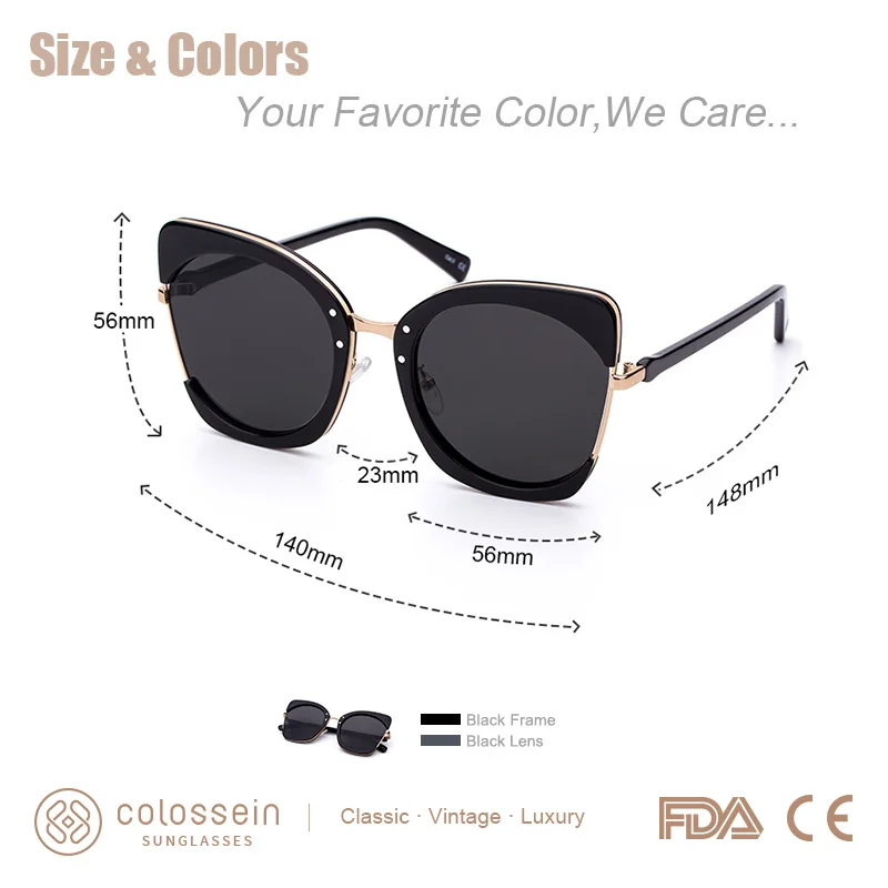 Женские винтажные классические очки COLOSSEIN роскошные поляризационные