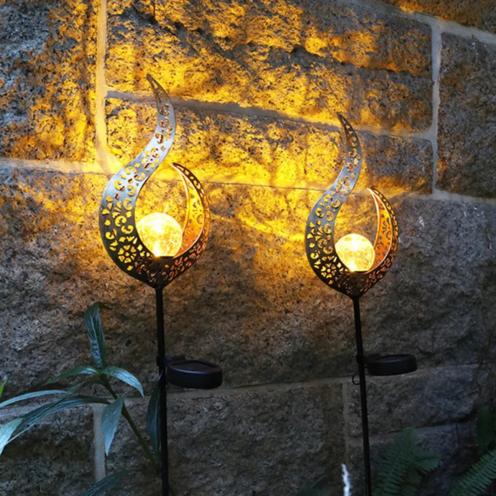 

1PCS Solar Garden Light Moon Flame Shape Lamp Landscape Outdoor Waterproof LED for Lawn Pathway Patio Courtyard Decorative Light