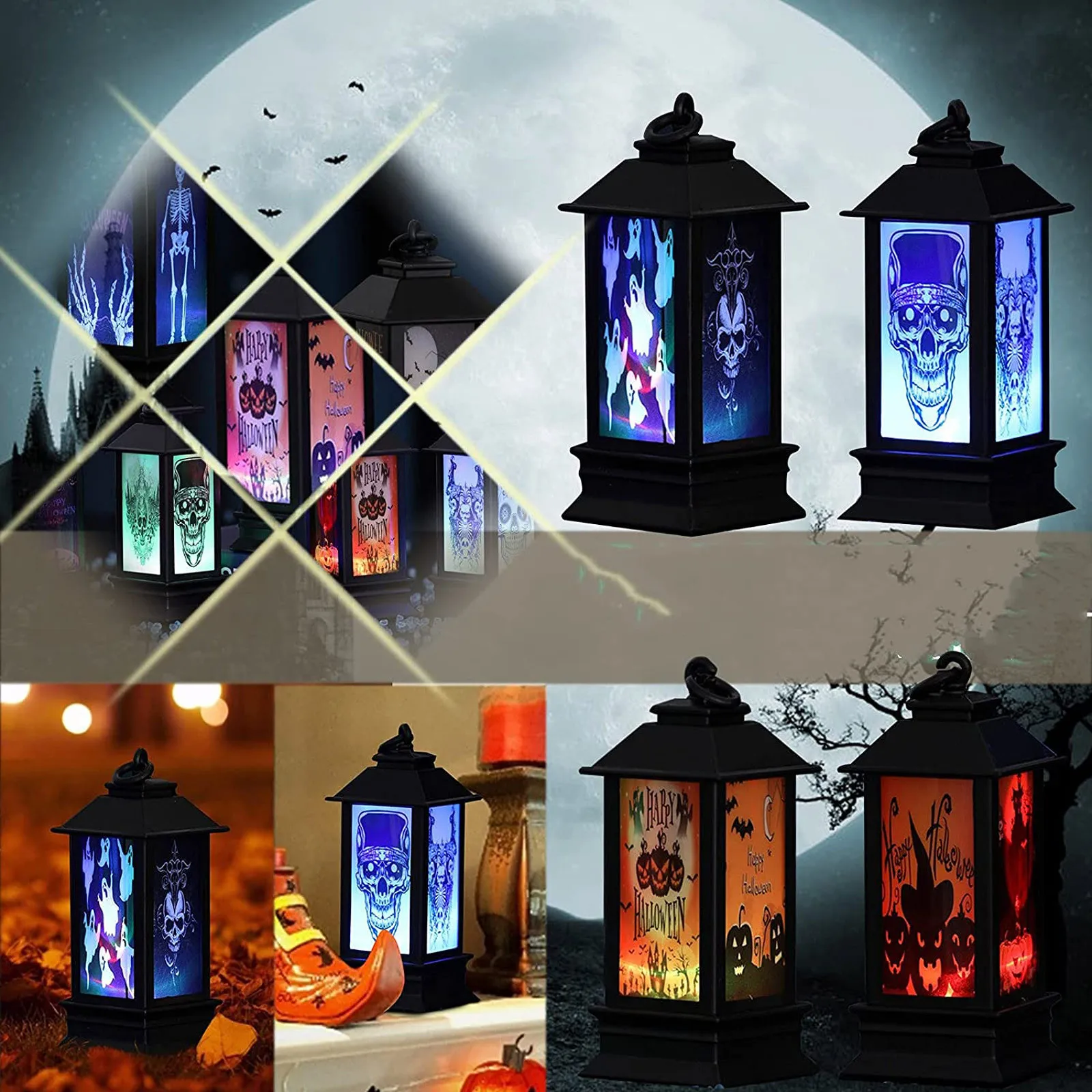 

Portable Four Corner Lamp Halloween Party Decorative Skeleton Pumpkin Lamp Halloween Decoration Party Supplies