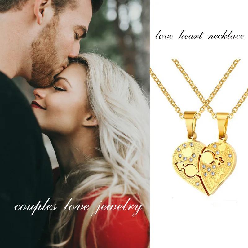 Мужской женский символ Головоломка Сердце ожерелье кулон для женщин мужчин Пара