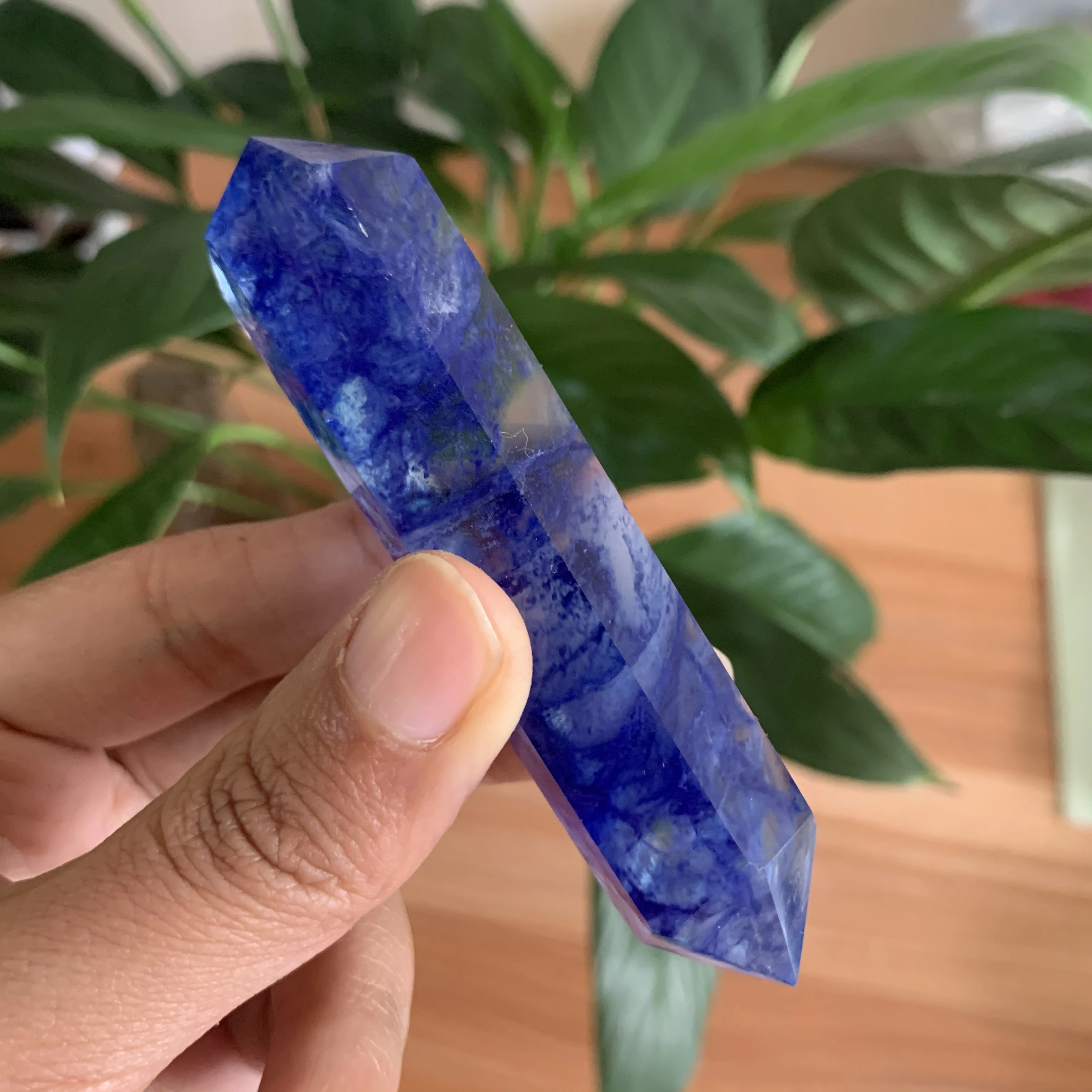 1 штука голубого плавления с двойным заостренным кварцевым кристаллом исцеление