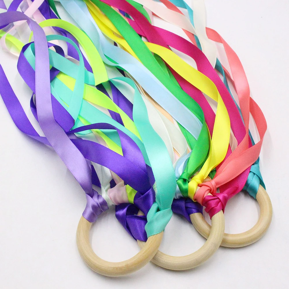 Newborns Montessori Style Sensory Toy Baby Dance Ribbon Ring Bellfor Upwards Develop Colour Recognition Sensory ADHD Autism