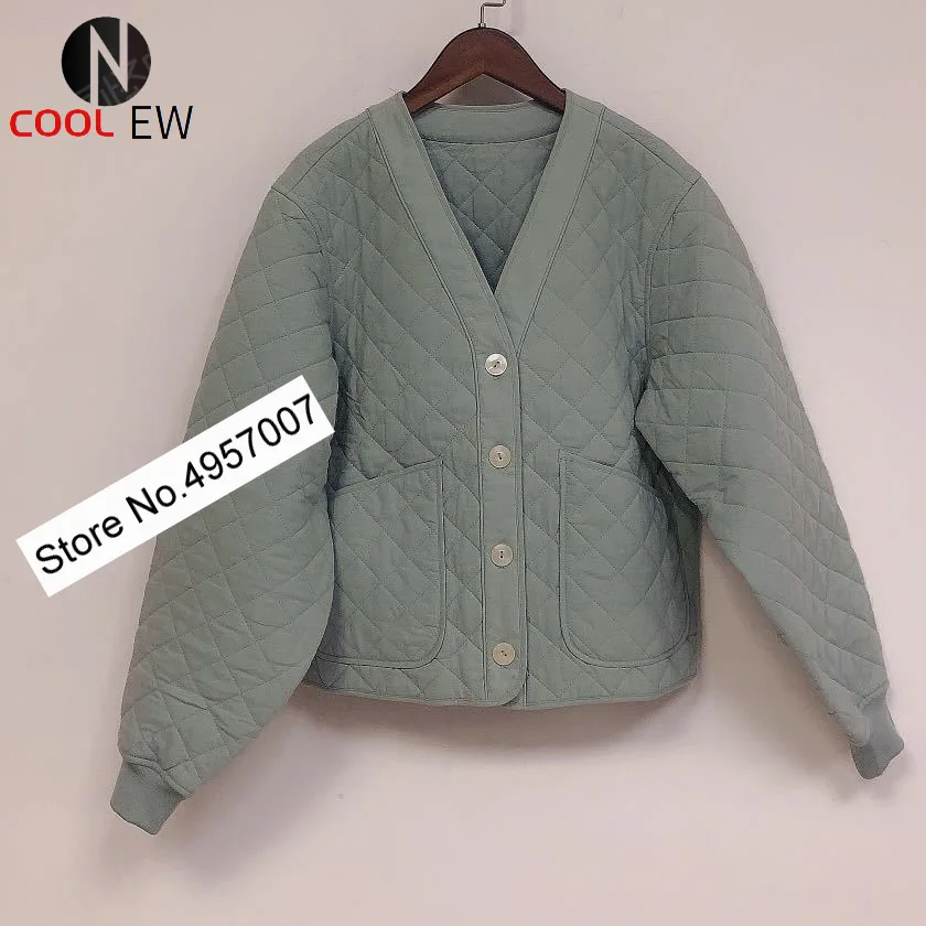 

Ladies V Neck Panel Quilted Short Jacket Top - Women/Ladies Green Outerwear