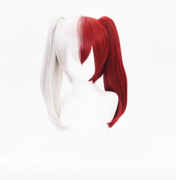 

Cosplay Anime My Hero Academia Shoto Todoroki Detachable ponytails Hair Women Shouto White And Red Boku no Hiro Akademia Wig