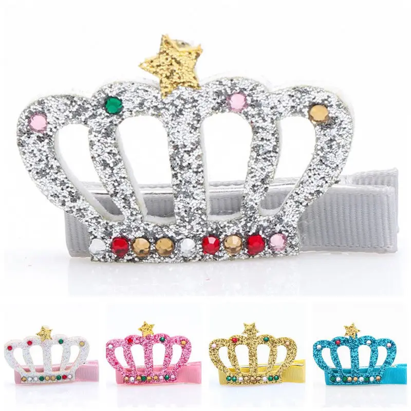 Детские блестящие полые ободки с короной и кристаллами заколки для волос