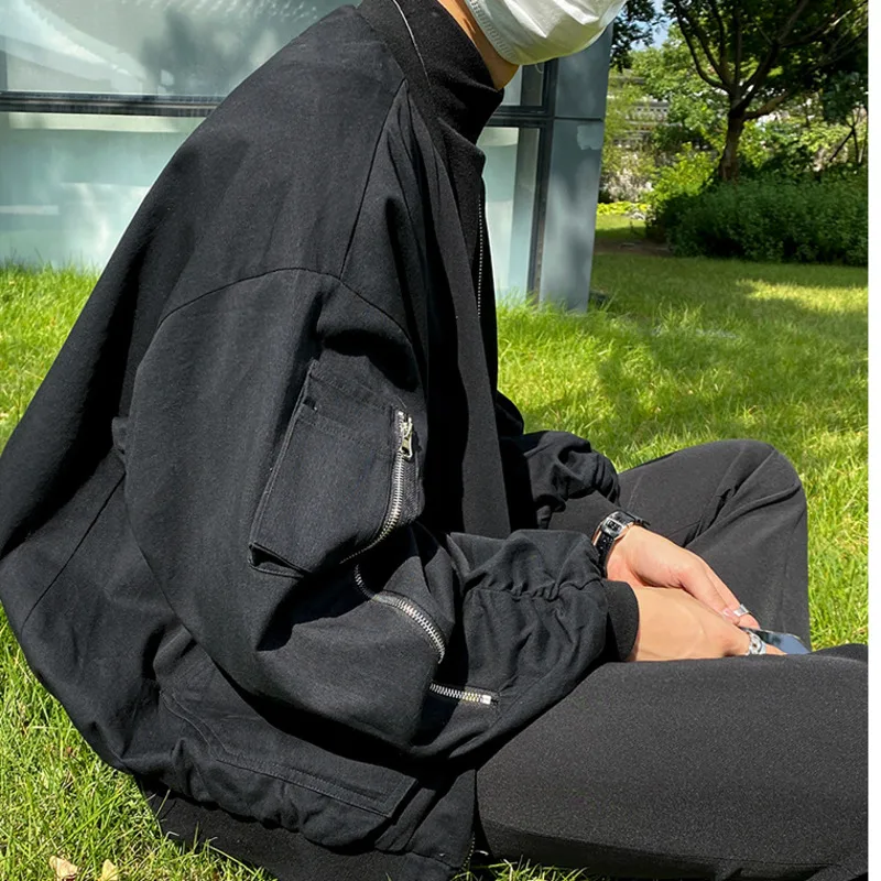 

2021 BF Oversized Spring Jacket New Baseball Uniform Tooling Multi-zip Decorative Bomber Jacket Couple High Fashion Streetwear